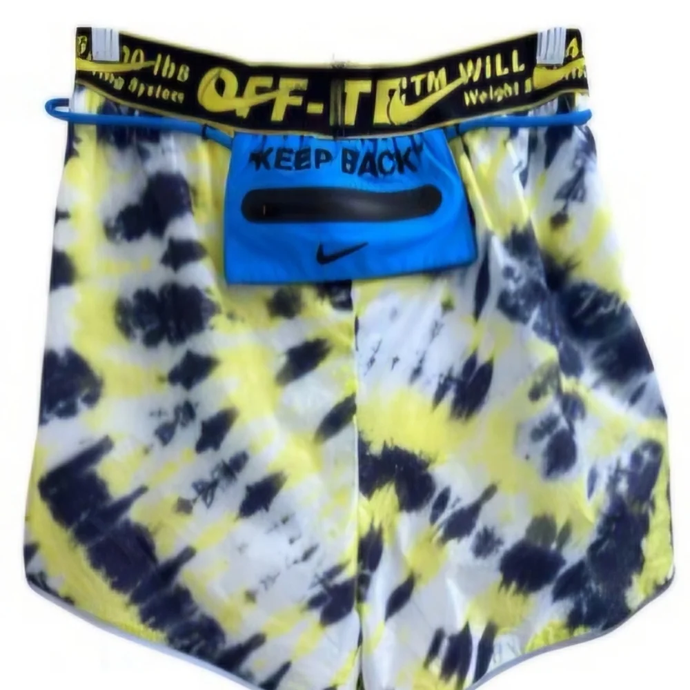 Nike Off-White Nike Off-White Women's Tie-Dye Shorts - Yellow and Blue - Picture 6 of 6